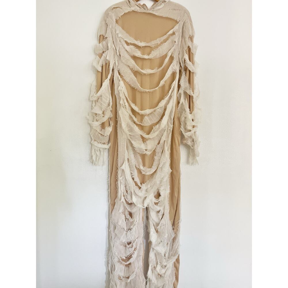 Target Mummy Costume Size L Beige Hooded Fringe Halloween Adult